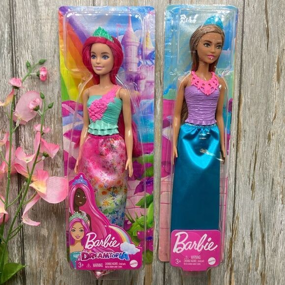 Barbie Dreamtopia Brunette & Dark Pink Hair Dolls 2-Pack - Picture 1 of 12